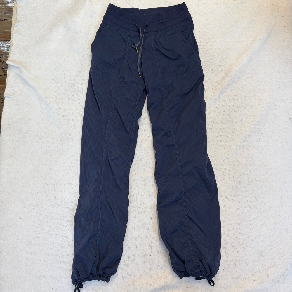 Lululemon Studio Pant Women 4 Navy Blue Drawstring Waist Bungee Cuff Athletic